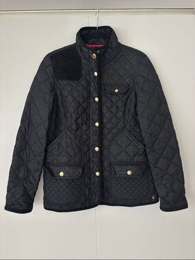 Joules Black Quilted Puffer Jacket with Gold Buttons